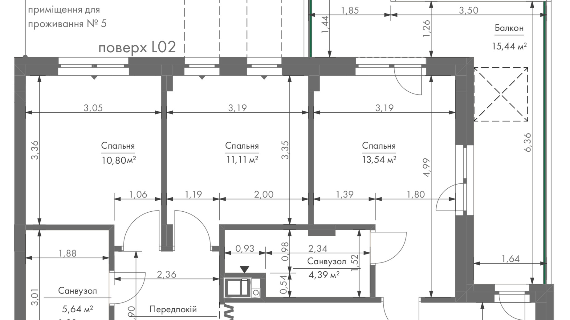 Планування 3-кімнатної квартири в ЖК Gravity Park 77.3 м², фото 762116