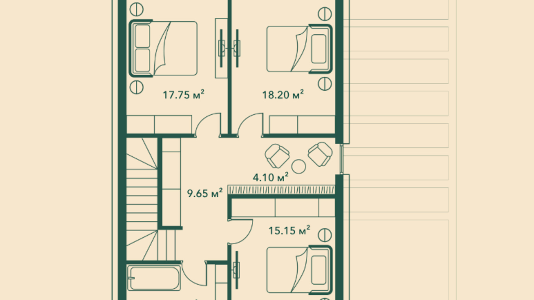 Планировка коттеджа в КГ Octava 135 м², фото 767209