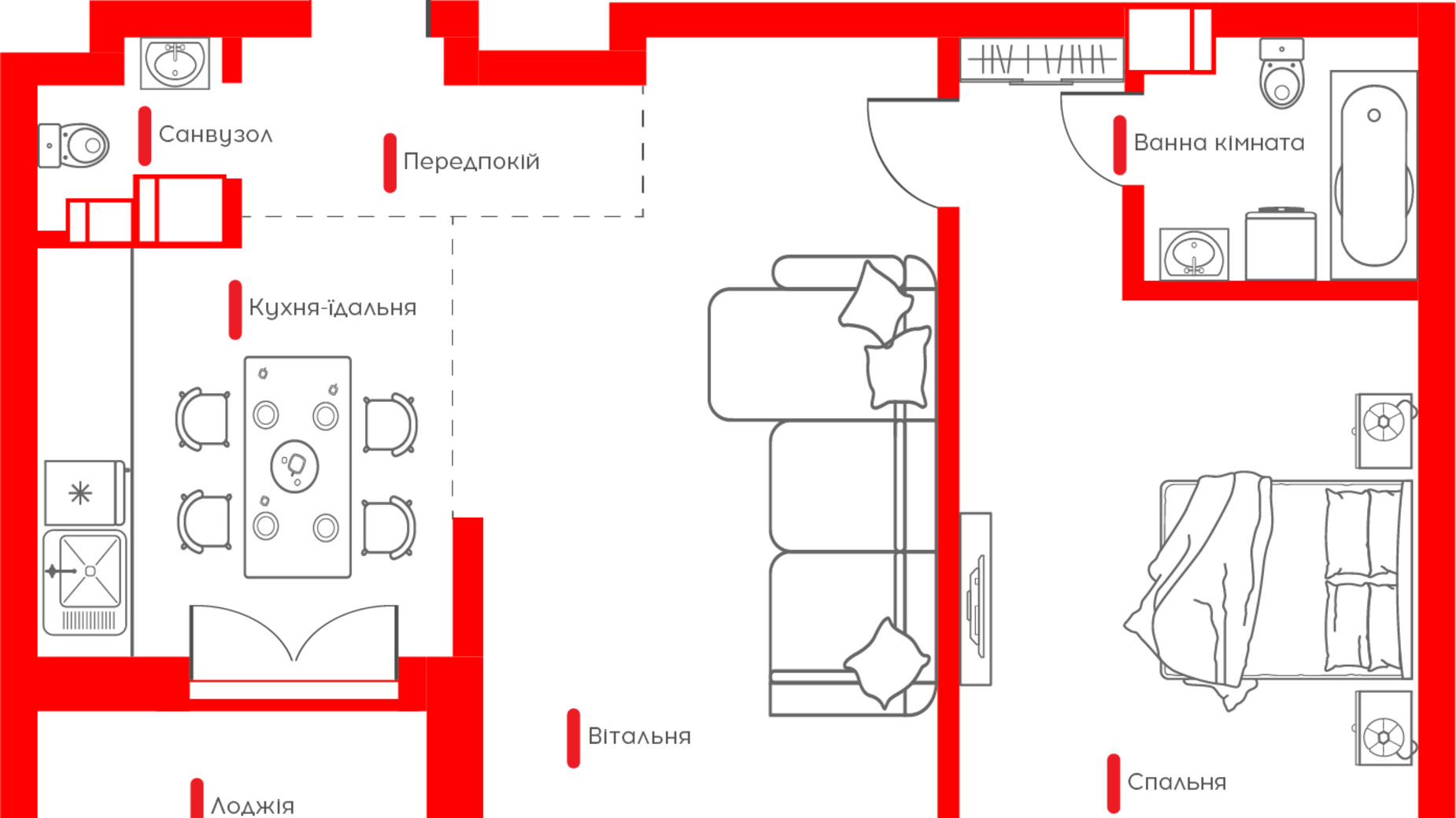 Планировка 2-комнатной квартиры в ЖК Happy House 65.11 м², фото 76789