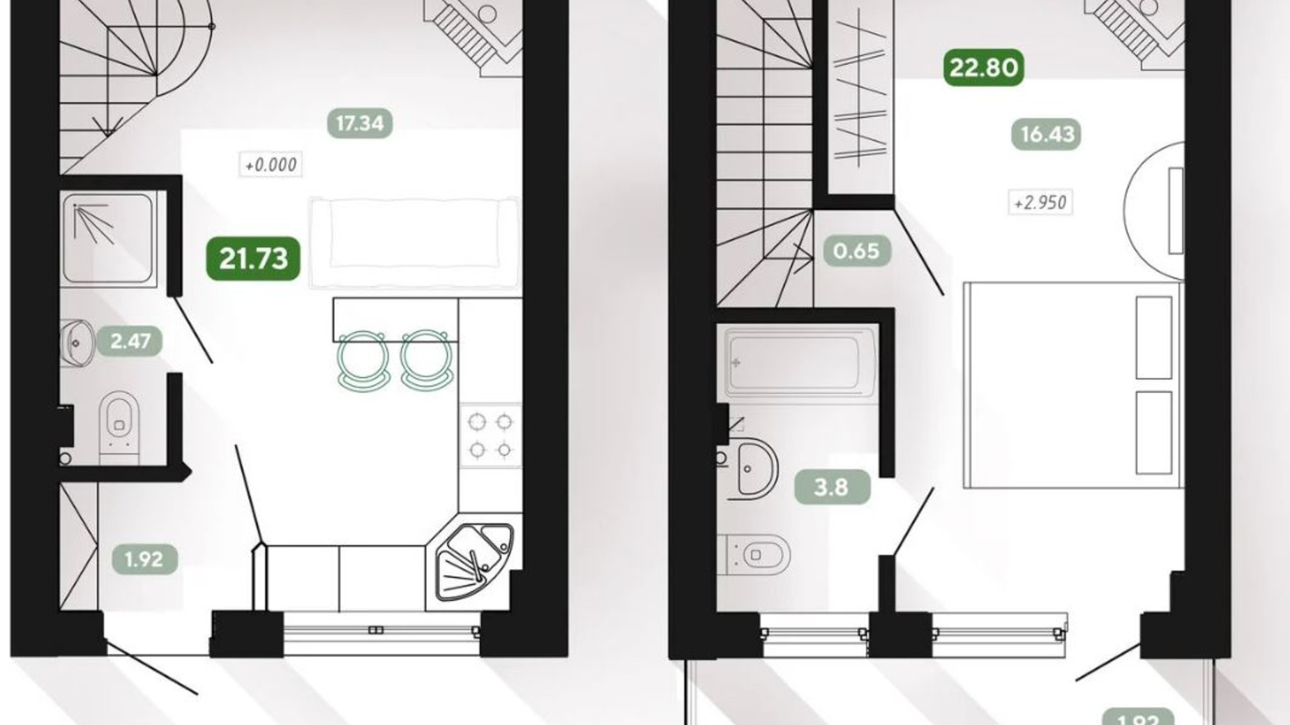 Планировка таунхауса в Таунхаус Smart City 44.53 м², фото 769709