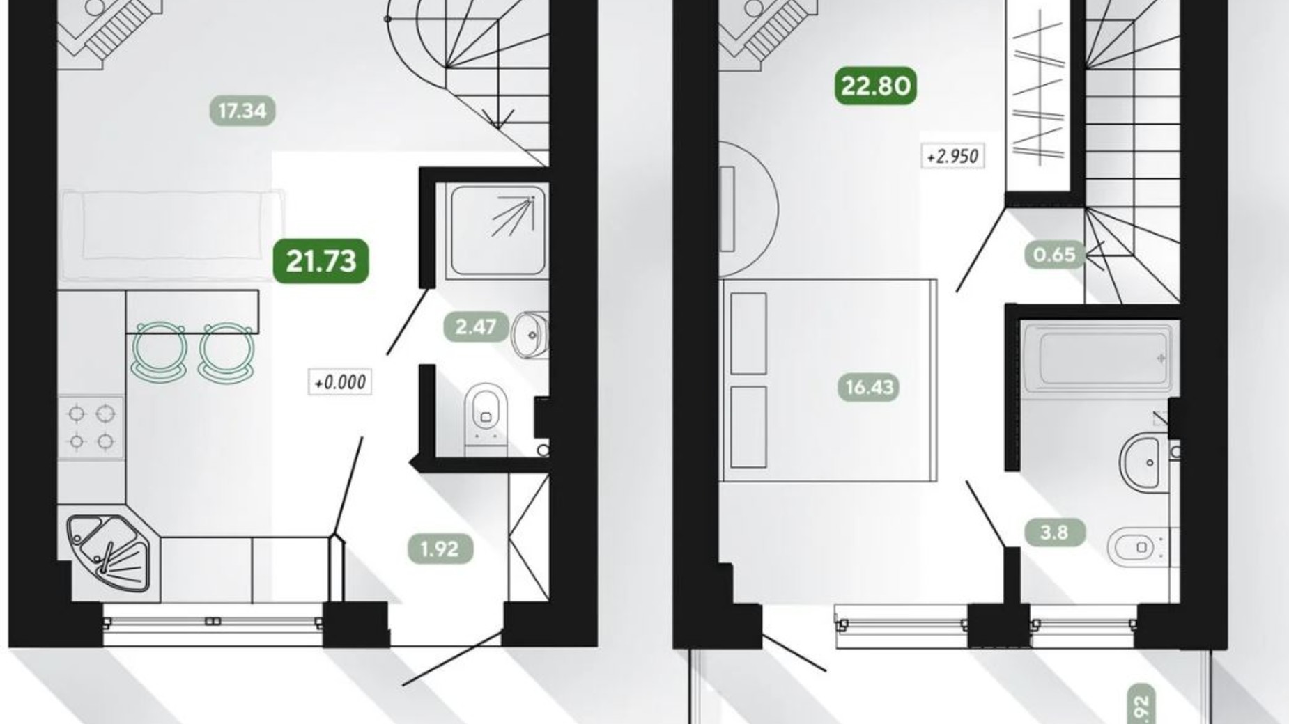 Планировка таунхауса в Таунхаус Smart City 44.53 м², фото 769714