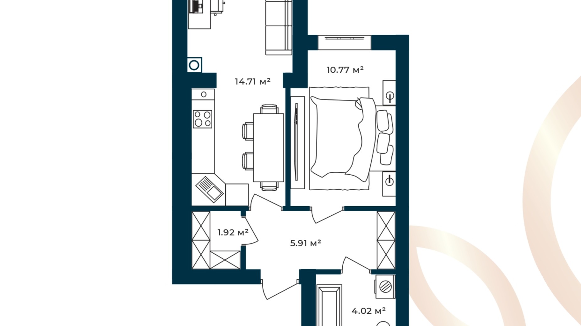 Планировка 1-комнатной квартиры в ЖК Европейские Липки 37.33 м², фото 770223