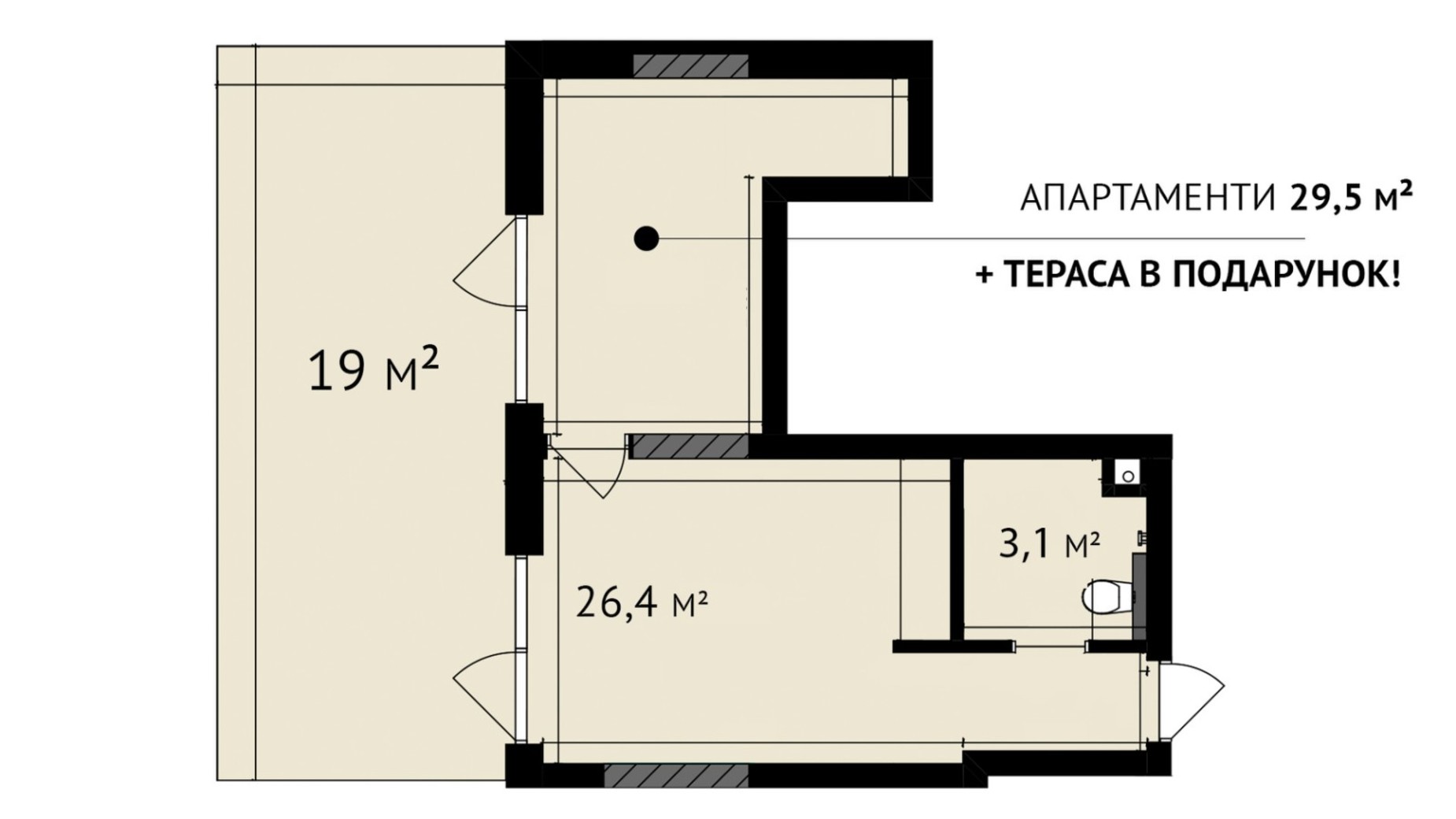 Планування апартаментів в ЖК Soloway 29.5 м², фото 770488