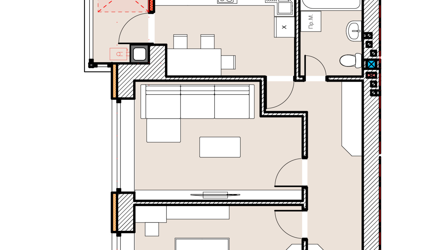 Планировка 2-комнатной квартиры в ЖК Парковая Долина 61.86 м², фото 771053