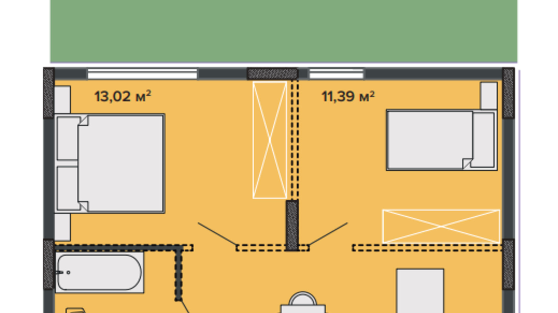 Планування 2-кімнатної квартири в ЖК Sofi House 69.78 м², фото 772476