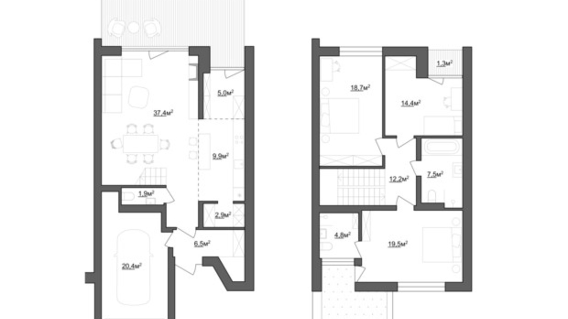 Планировка 3-комнатной квартиры в Таунхаус ProЛІСок 2 155.8 м², фото 773070