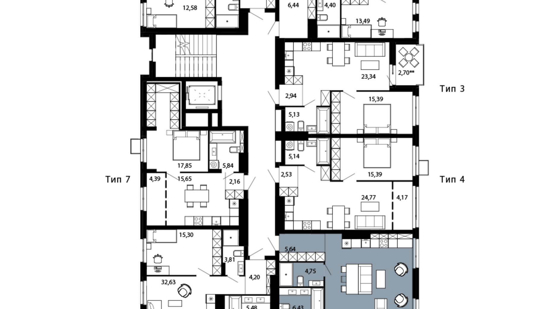 Планування 2-кімнатної квартири в ЖК Avalon Terra 87 м², фото 773638