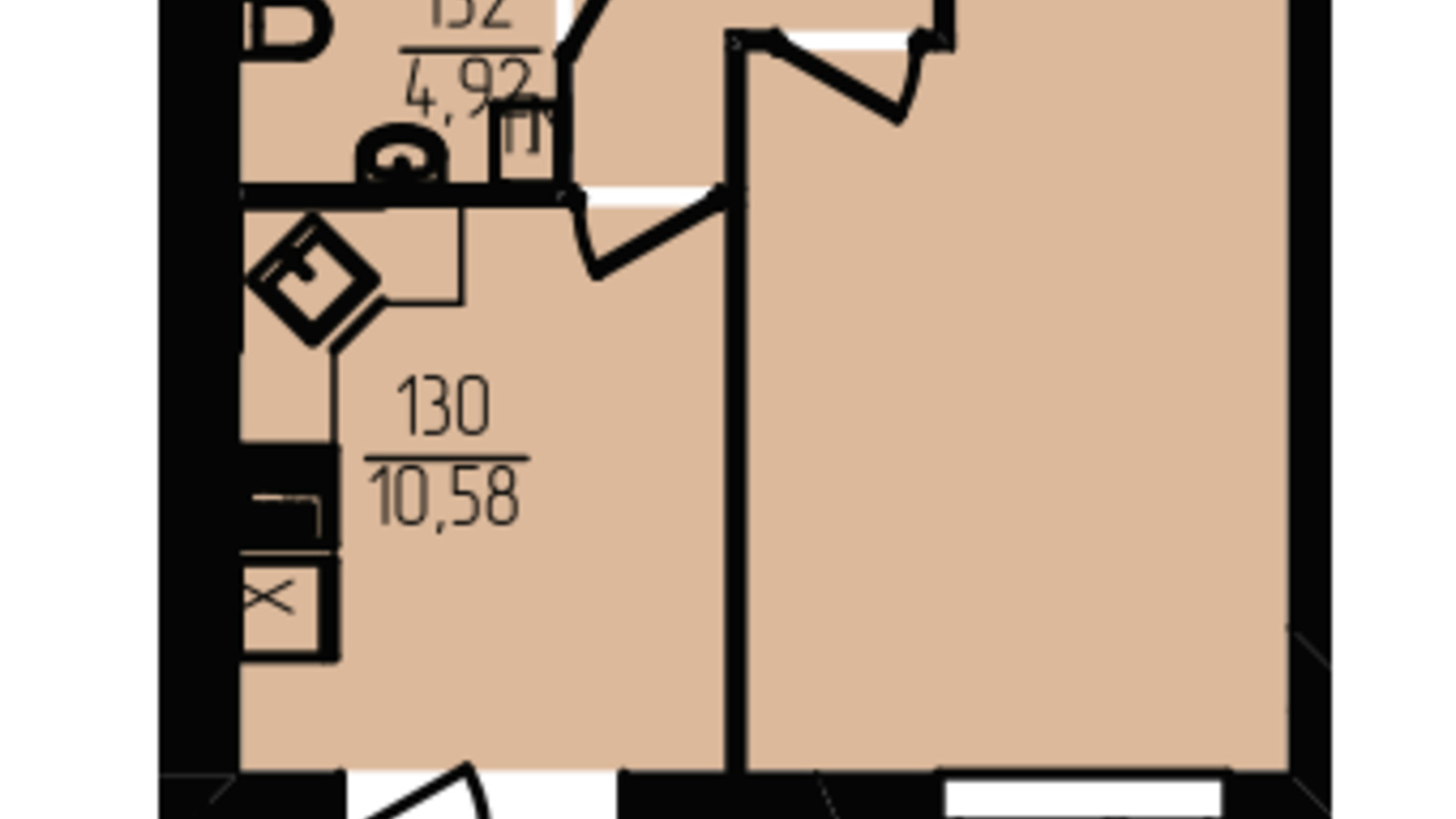 Планировка 1-комнатной квартиры в ЖК Эдем 43.83 м², фото 774046