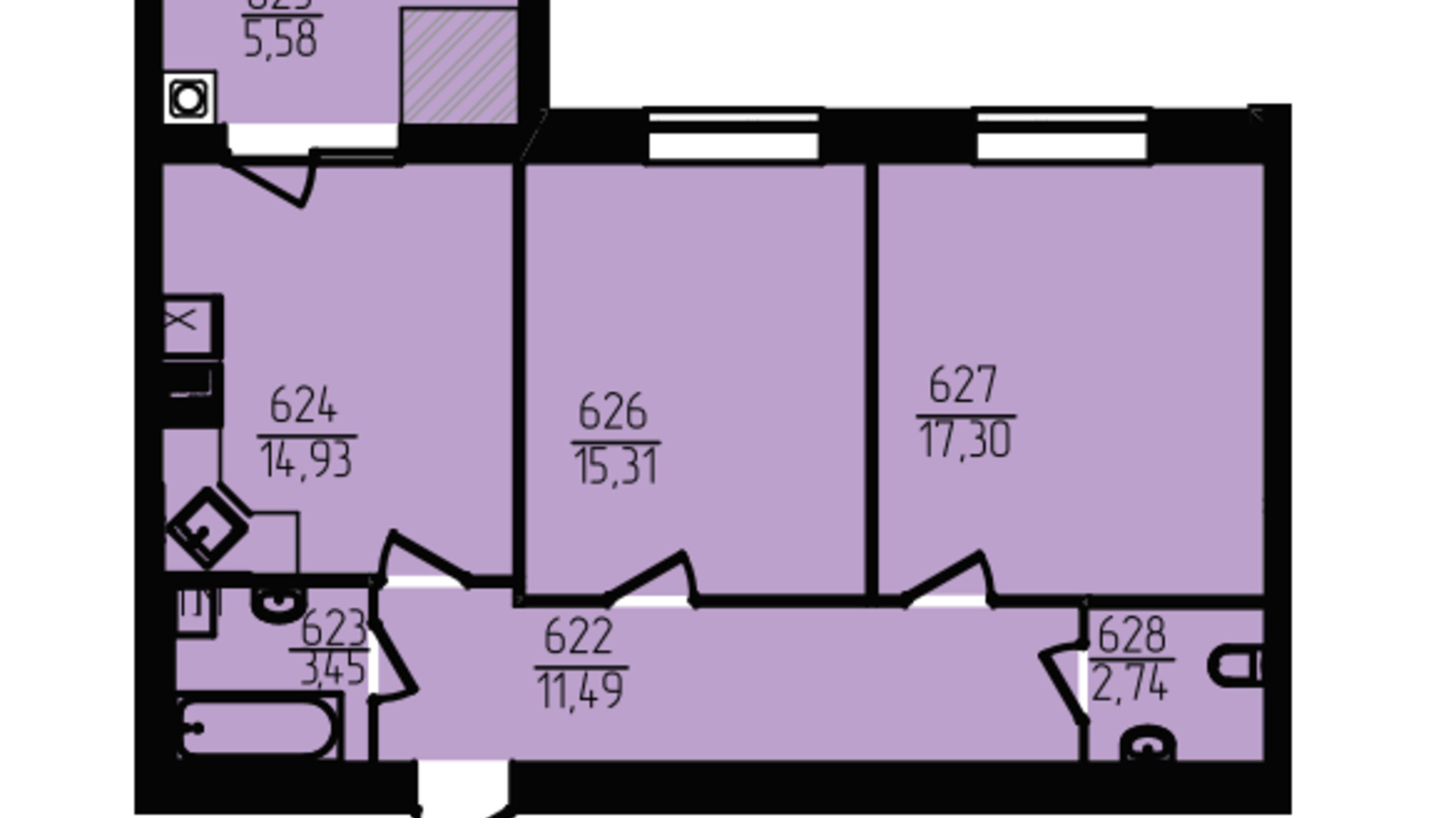 Планировка 2-комнатной квартиры в ЖК Эдем 70.8 м², фото 774083