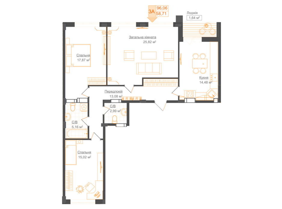 ЖК Гостомель Residence планировка 24 ЖК Гостомель Residence планировка 24