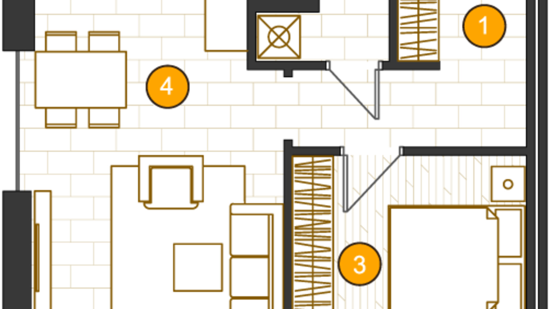 Планування 1-кімнатної квартири в ЖК Royal Residence 52.8 м², фото 776721
