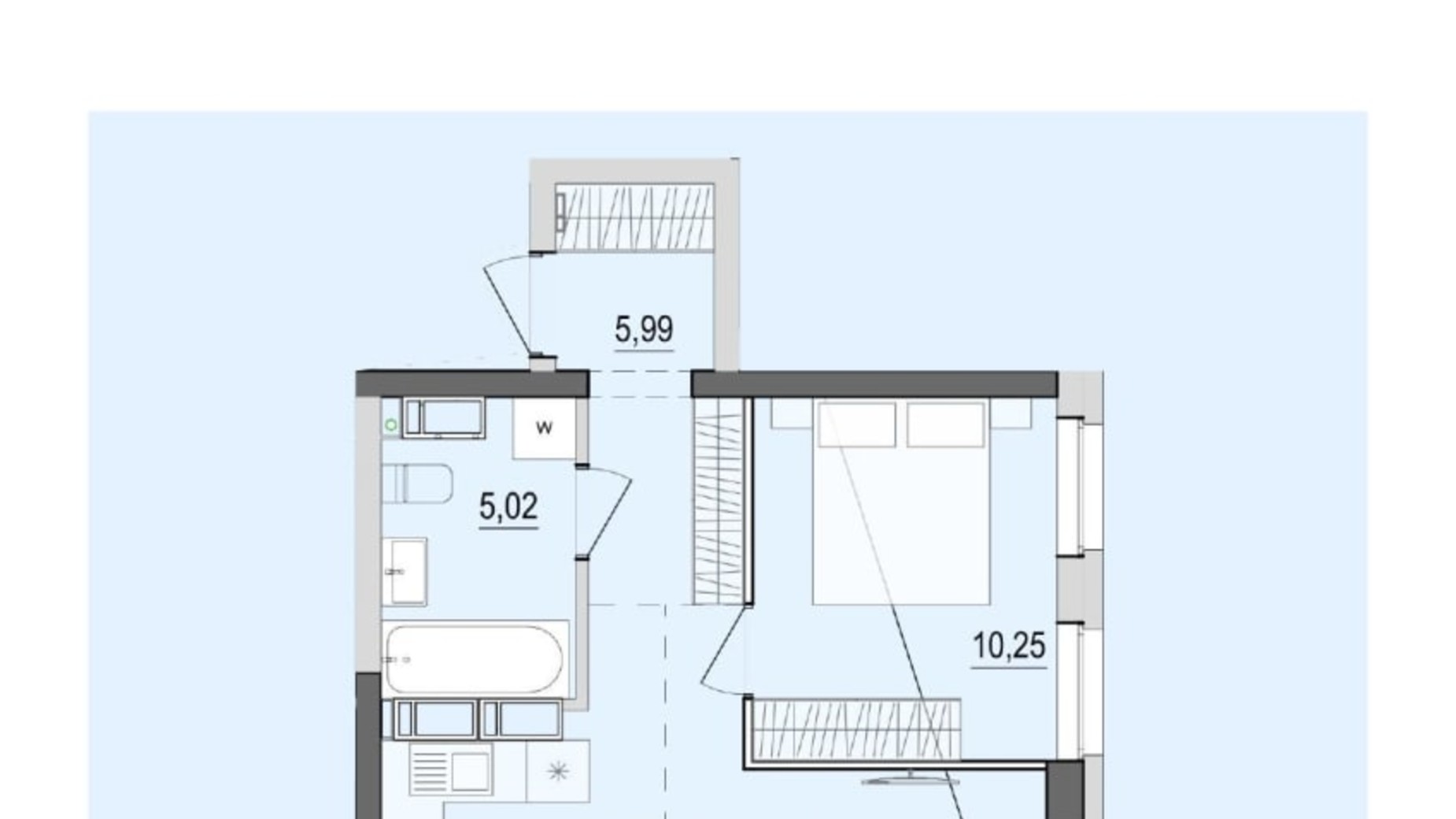 Планування 2-кімнатної квартири в ЖК Тhe Tenth House 49.95 м², фото 777925