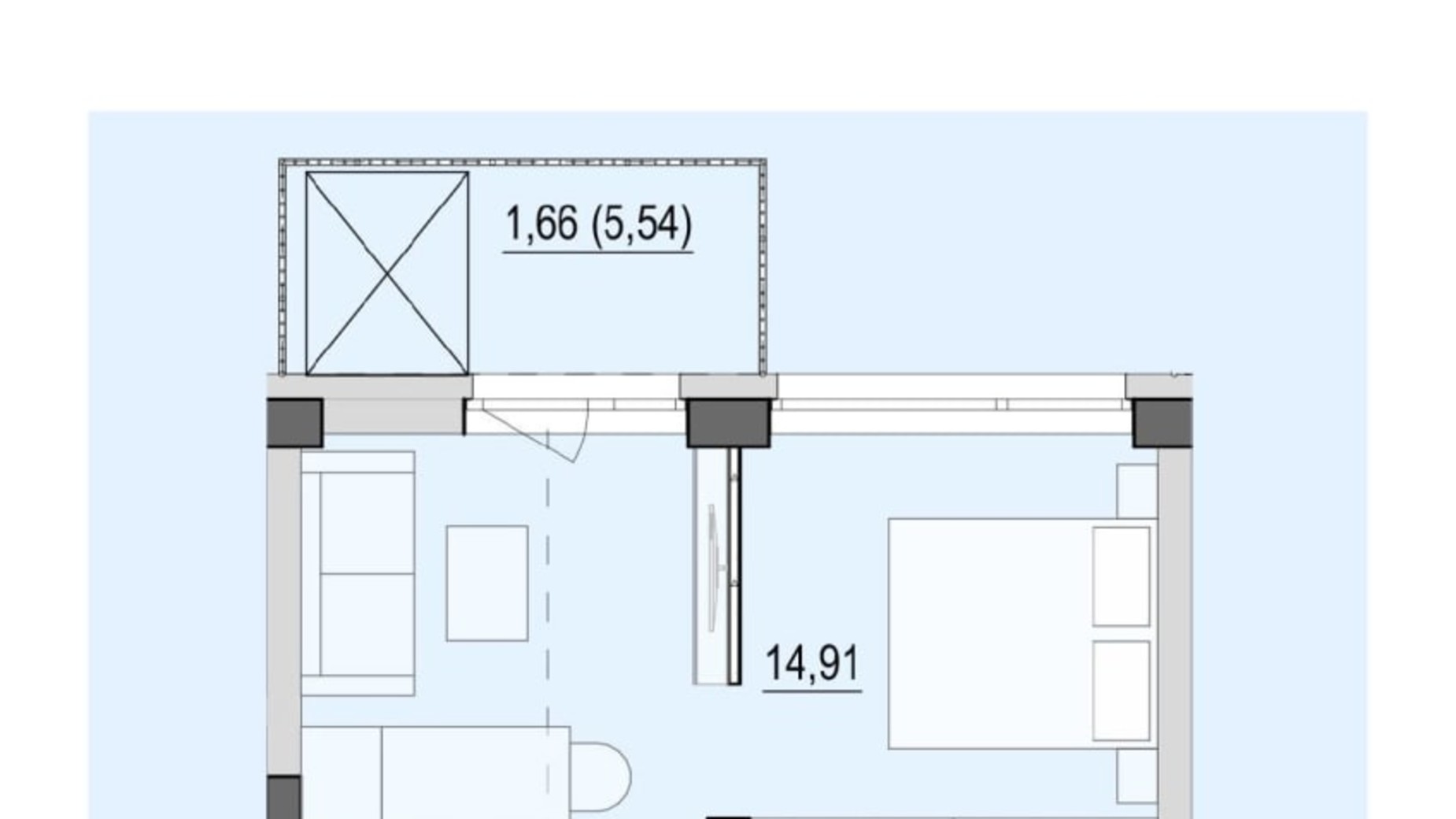 Планировка 1-комнатной квартиры в ЖК Тhe Tenth House 34.71 м², фото 777930