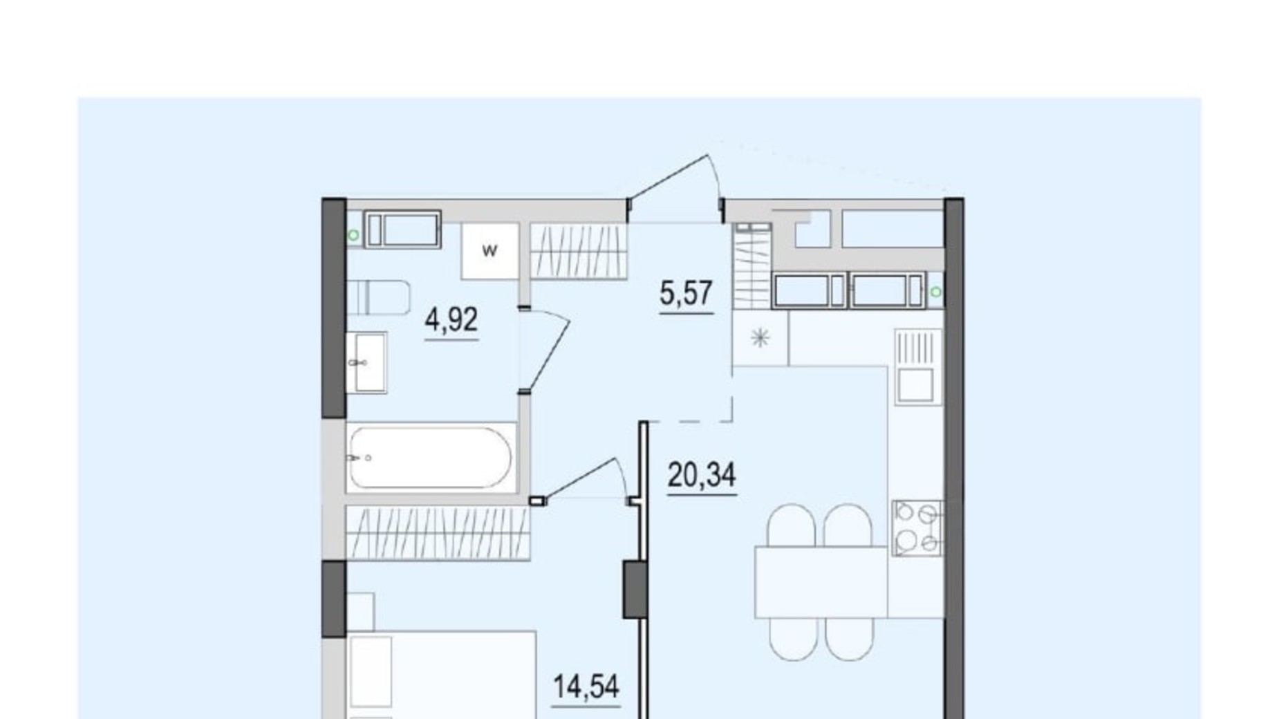 Планировка 1-комнатной квартиры в ЖК Тhe Tenth House 47.03 м², фото 777937