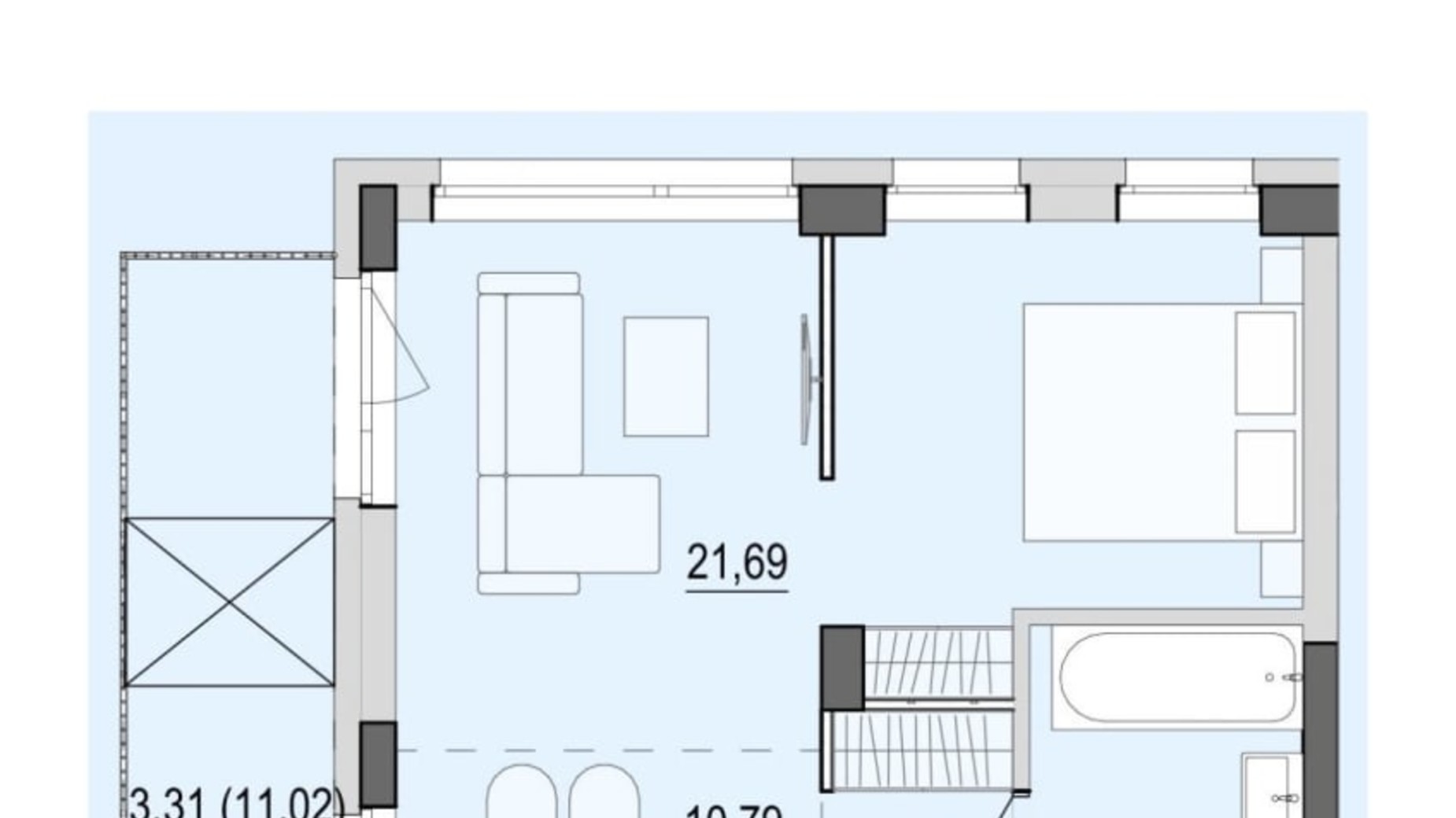 Планировка 1-комнатной квартиры в ЖК Тhe Tenth House 43.63 м², фото 777941