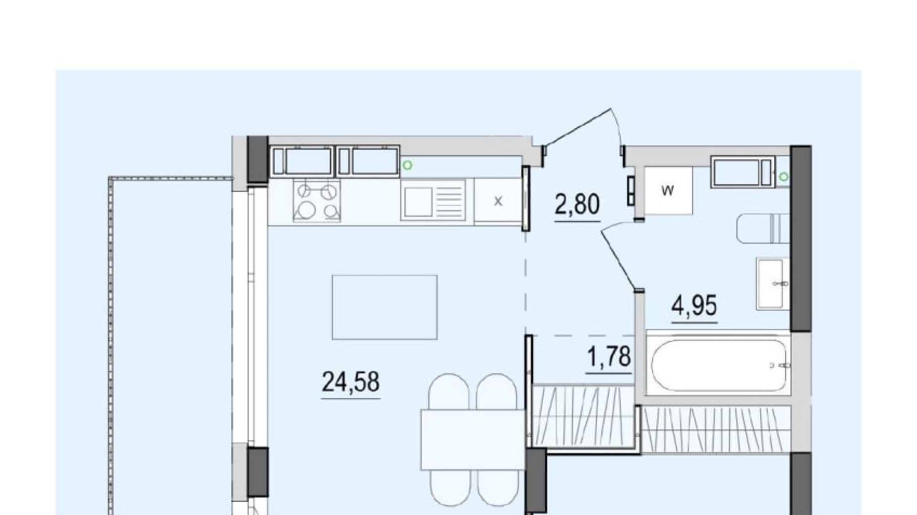 Планировка 1-комнатной квартиры в ЖК Тhe Tenth House 51.71 м², фото 777983