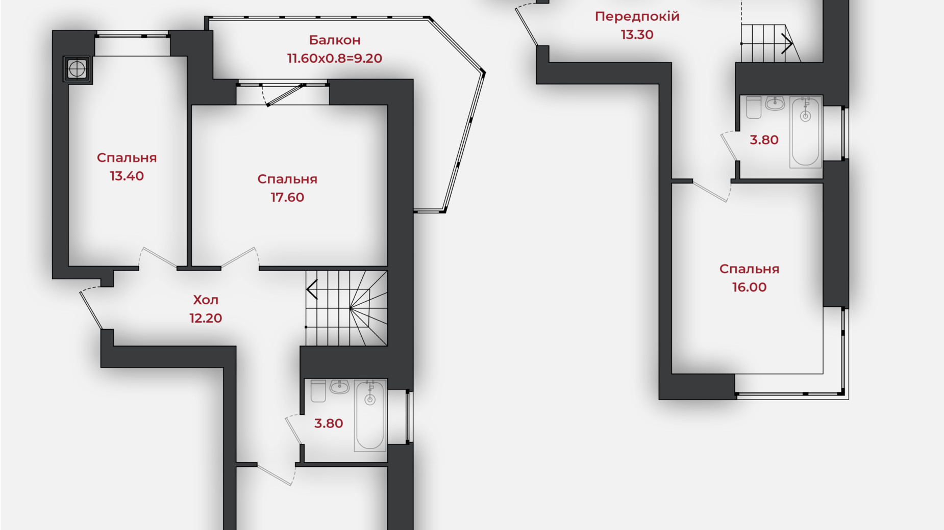 Планування багато­рівневої квартири в ЖК Європейський 145.6 м², фото 779245