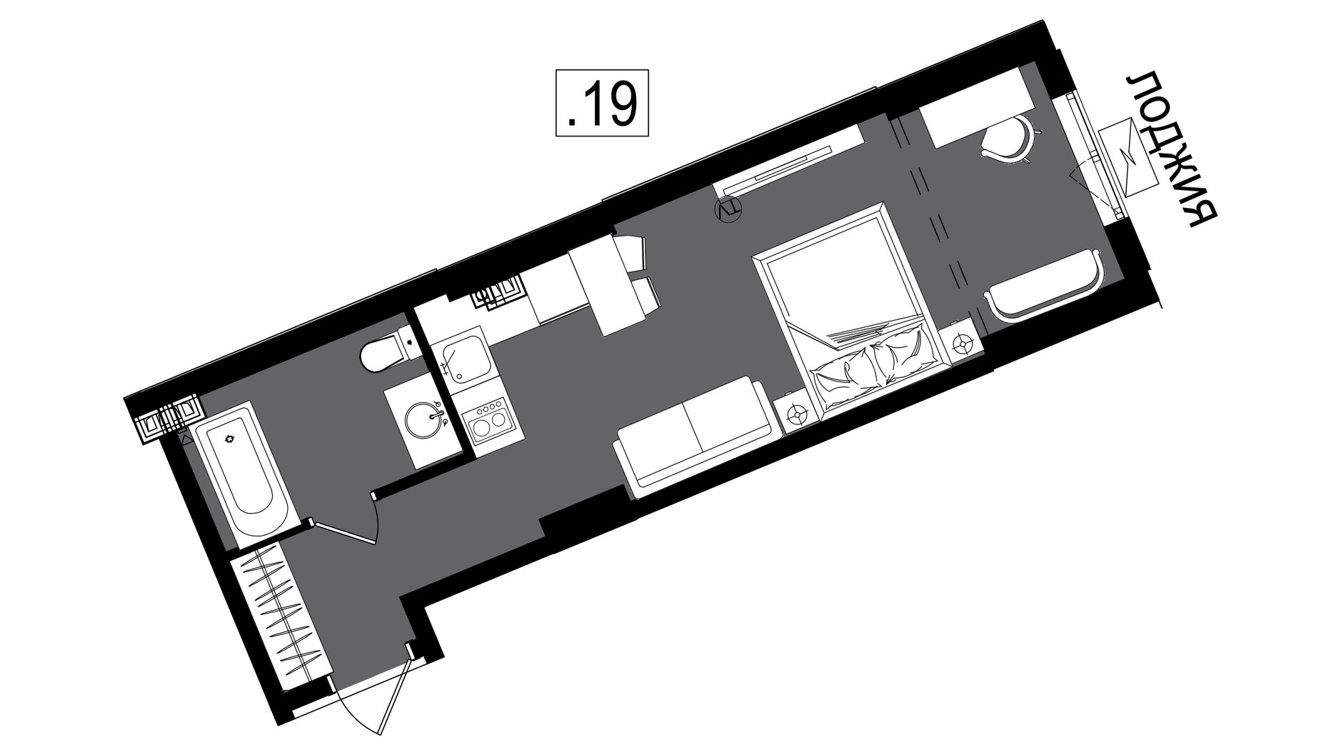 Планування квартири студії в ЖК Посейдон 29.16 м², фото 779814