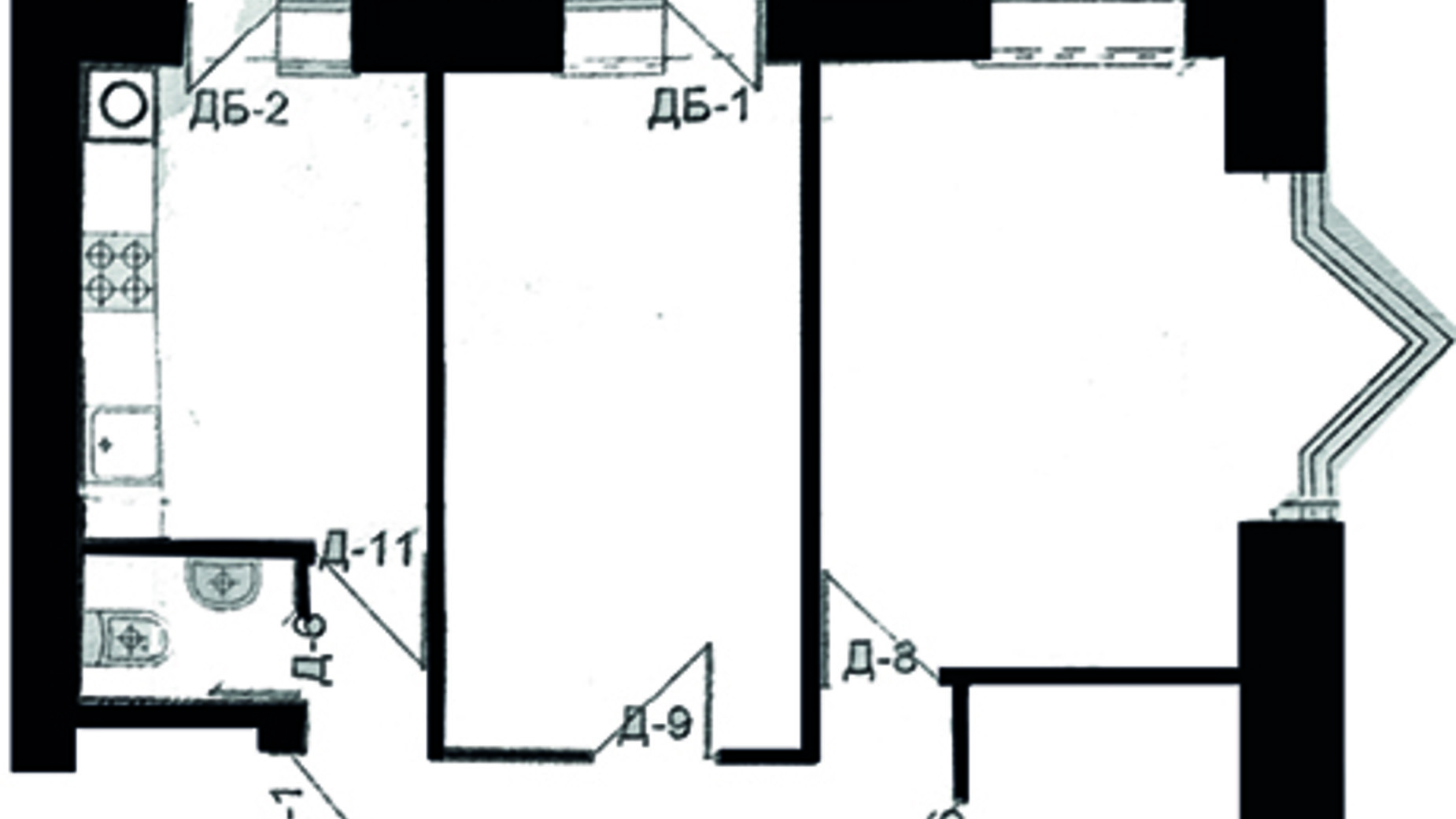 Планування 2-кімнатної квартири в ЖК вул. Галицька, 9 61 м², фото 782685