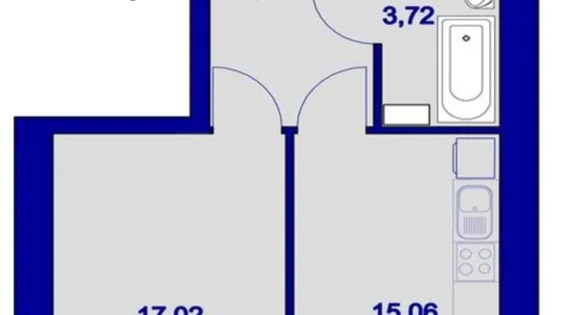 Планировка 1-комнатной квартиры в ЖК Милые квартиры 44 м², фото 786597