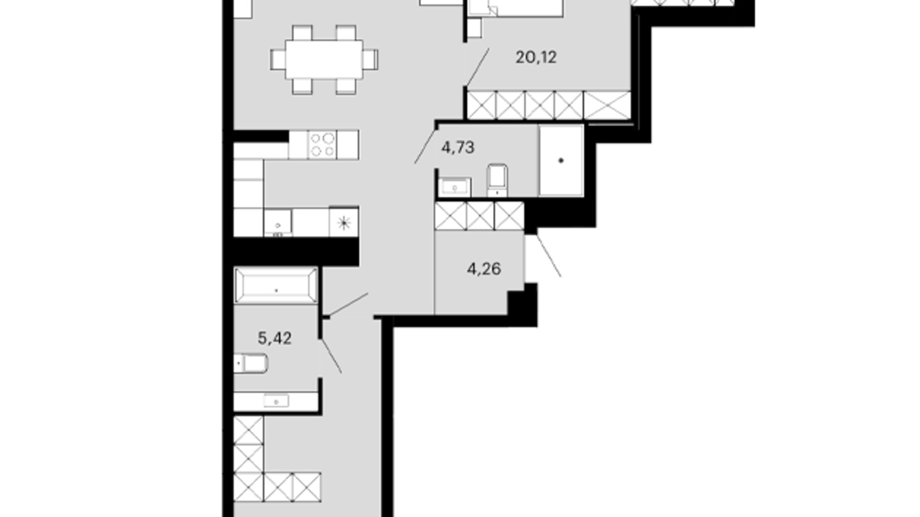 Планування 2-кімнатної квартири в ЖК Avalon Terra 89 м², фото 786651