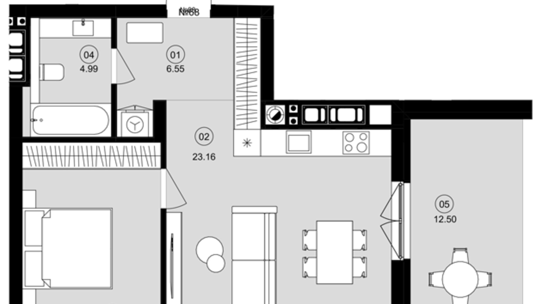 Планування 1-кімнатної квартири в ЖК Avalon Magnolia 53 м², фото 786686