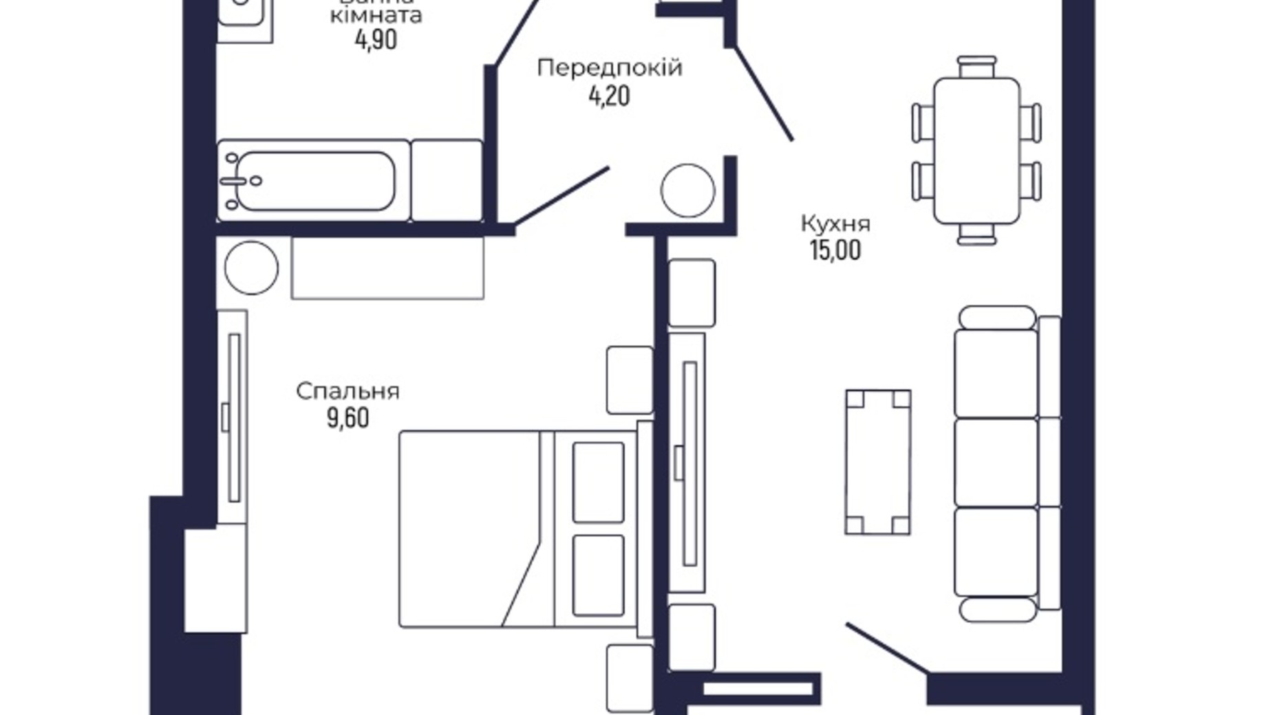 Планировка 1-комнатной квартиры в ЖК Skelya Residence 36.2 м², фото 787757