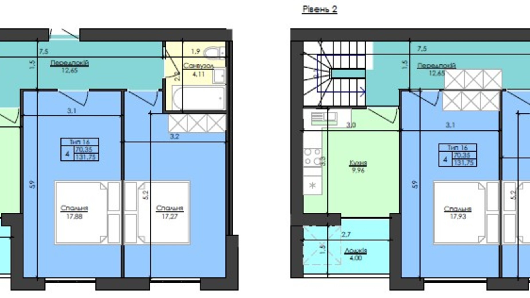 Планировка 4-комнатной квартиры в ЖК Кришталеве Озеро 134 м², фото 789186