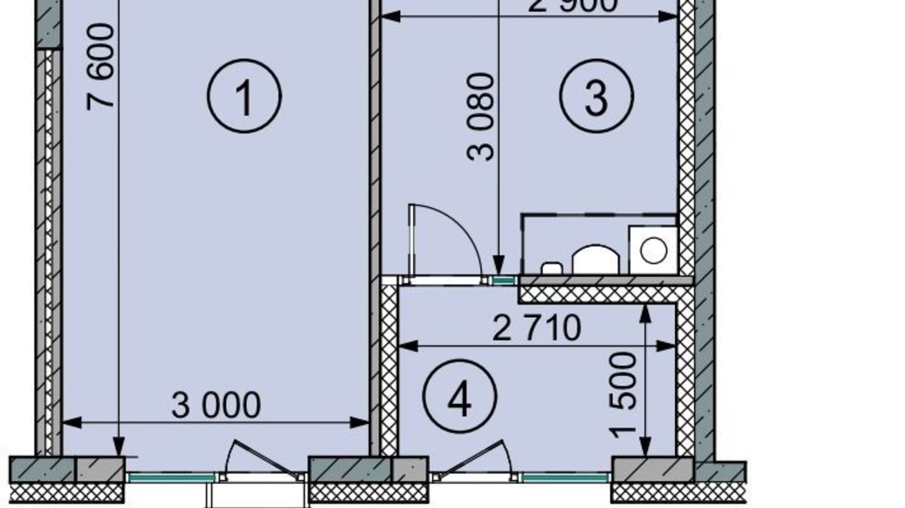 Планування 1-кімнатної квартири в ЖК Sense City 44.3 м², фото 790105