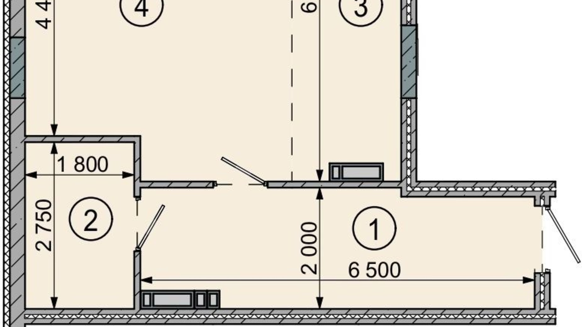 Планування 1-кімнатної квартири в ЖК Sense City 54.8 м², фото 790116