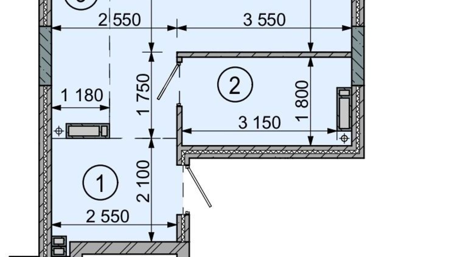 Планування 1-кімнатної квартири в ЖК Sense City 45.2 м², фото 790134