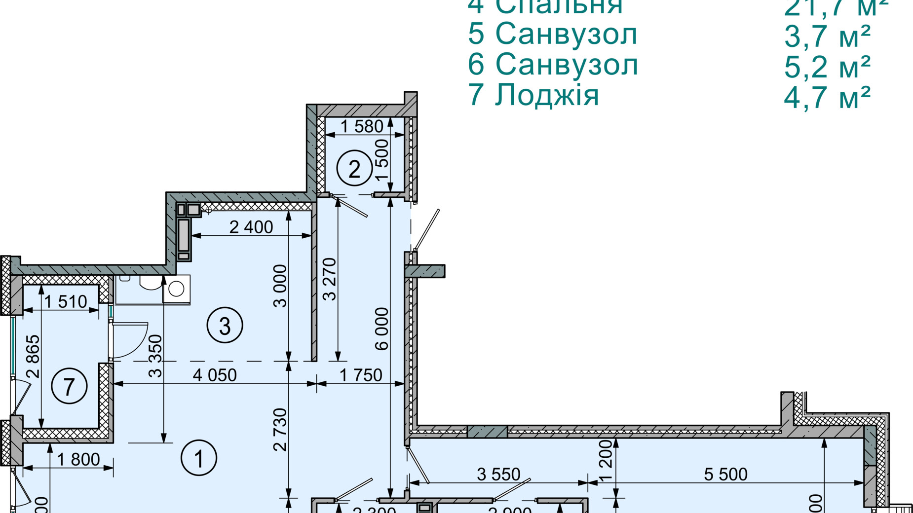 Планування 2-кімнатної квартири в ЖК Sense City 82.4 м², фото 790173