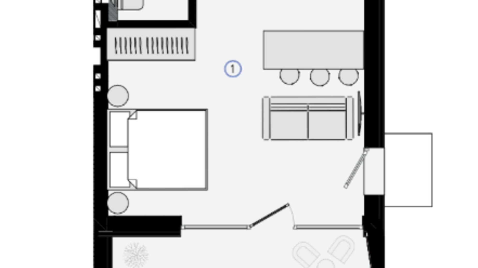 Планировка апартаментов в КГ Skogur 43.05 м², фото 791602