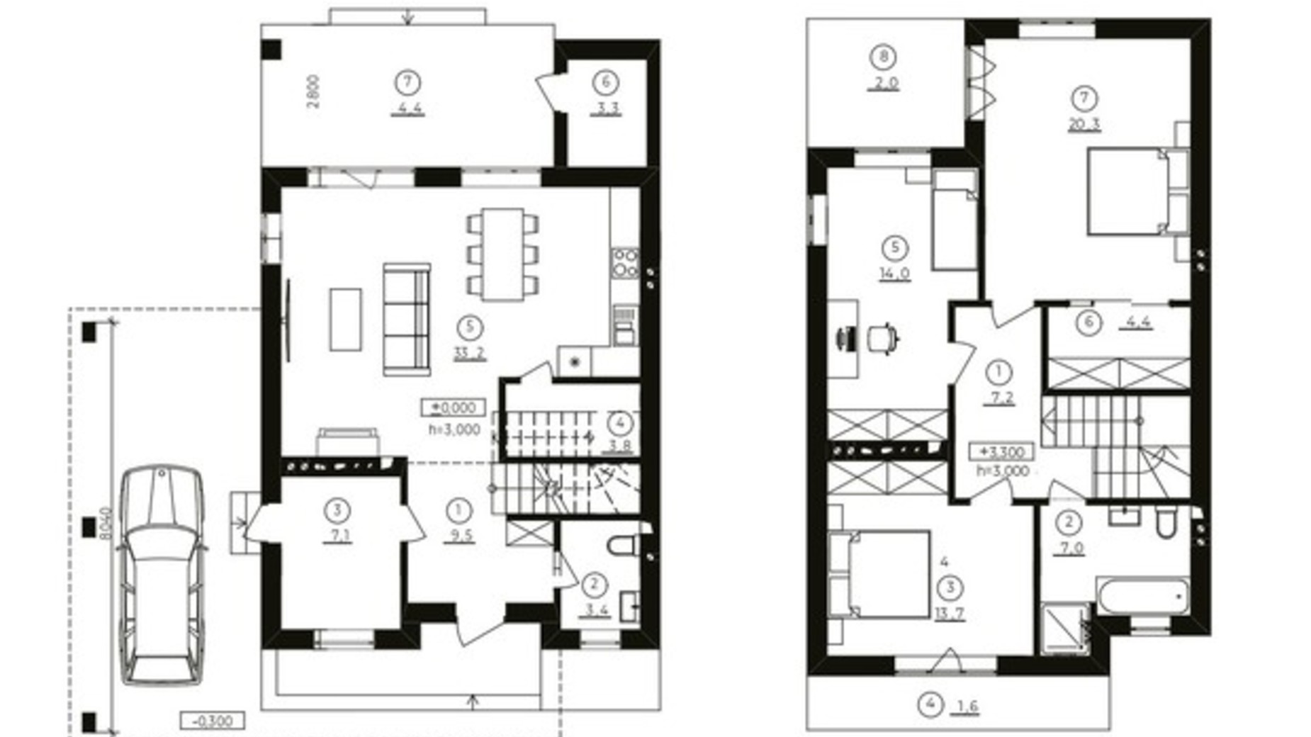 Планировка коттеджа в Дуплекс Stone Village 135 м², фото 791721