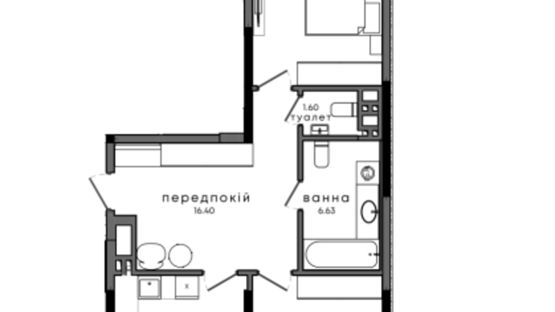 Планировка 2-комнатной квартиры в ЖК Chicago Residence 84.2 м², фото 793979