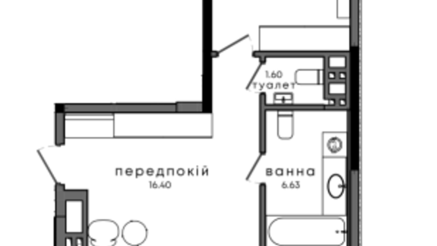 Планування 2-кімнатної квартири в ЖК Chicago Residence 84.2 м², фото 794094