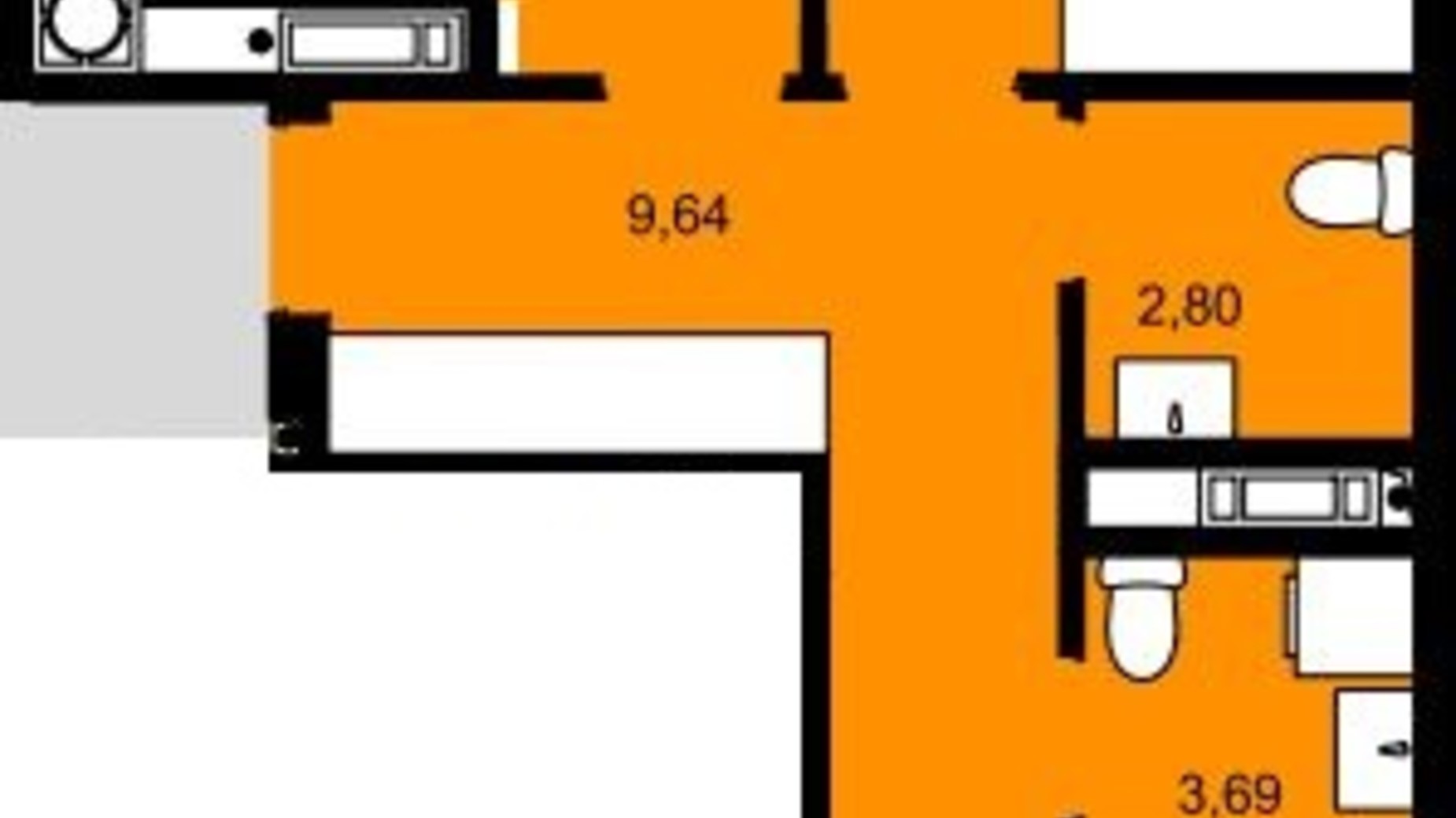 Планировка 2-комнатной квартиры в ЖК Continent Modern 66.69 м², фото 794922