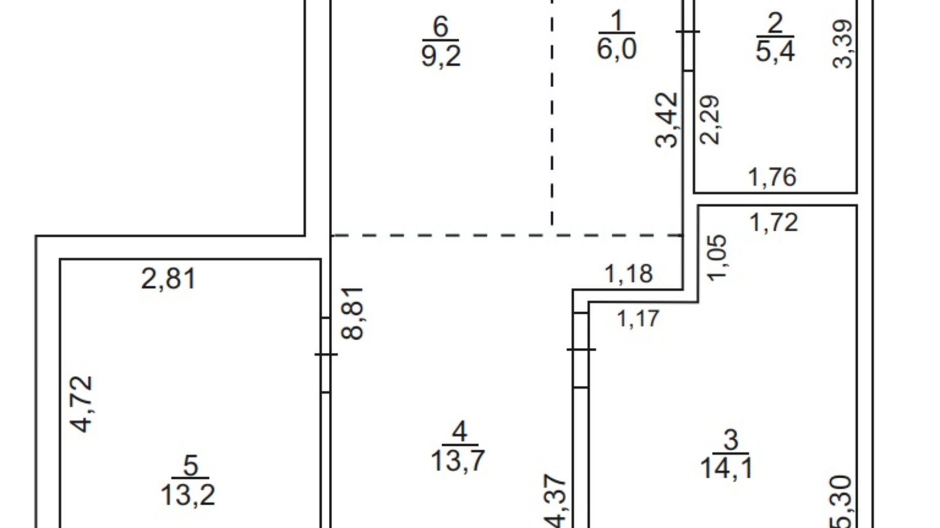 Планировка апартаментов в Апарт-комплекс Тиса Renovation 61.6 м², фото 795027