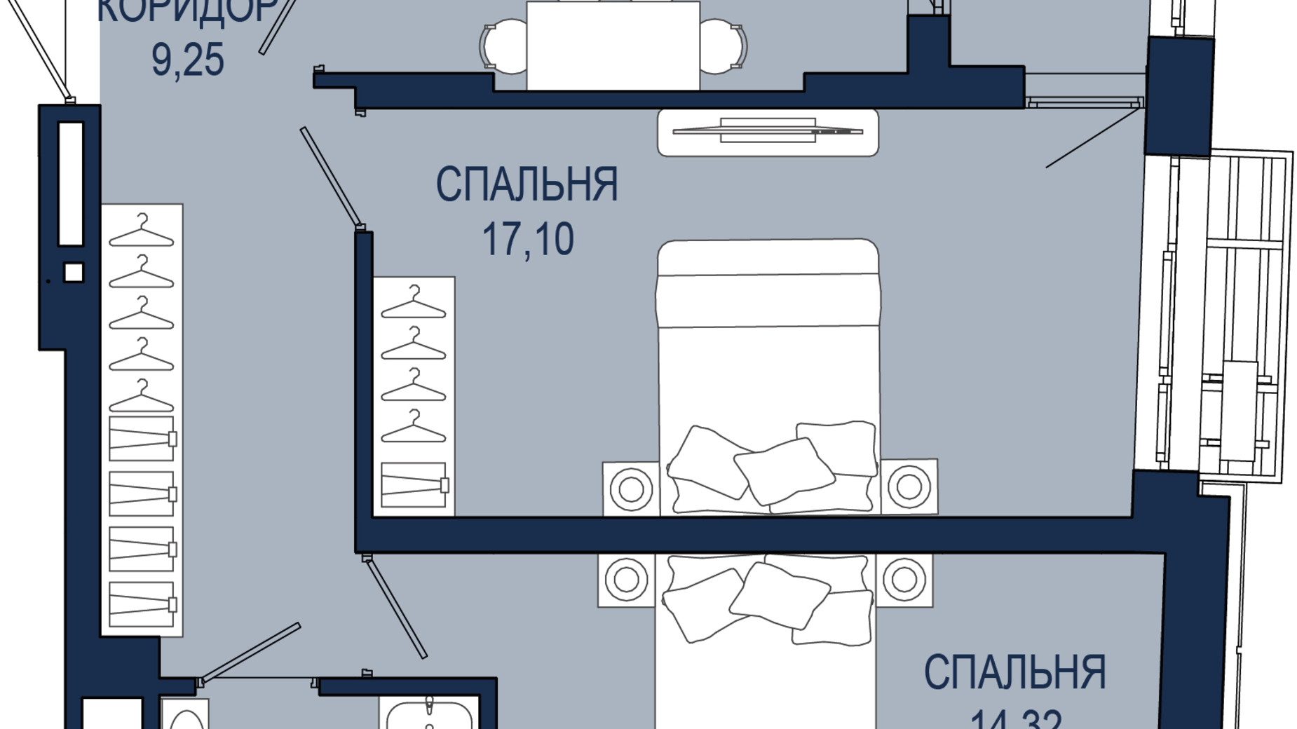 Планировка 2-комнатной квартиры в ЖК Helga 63.2 м², фото 796334