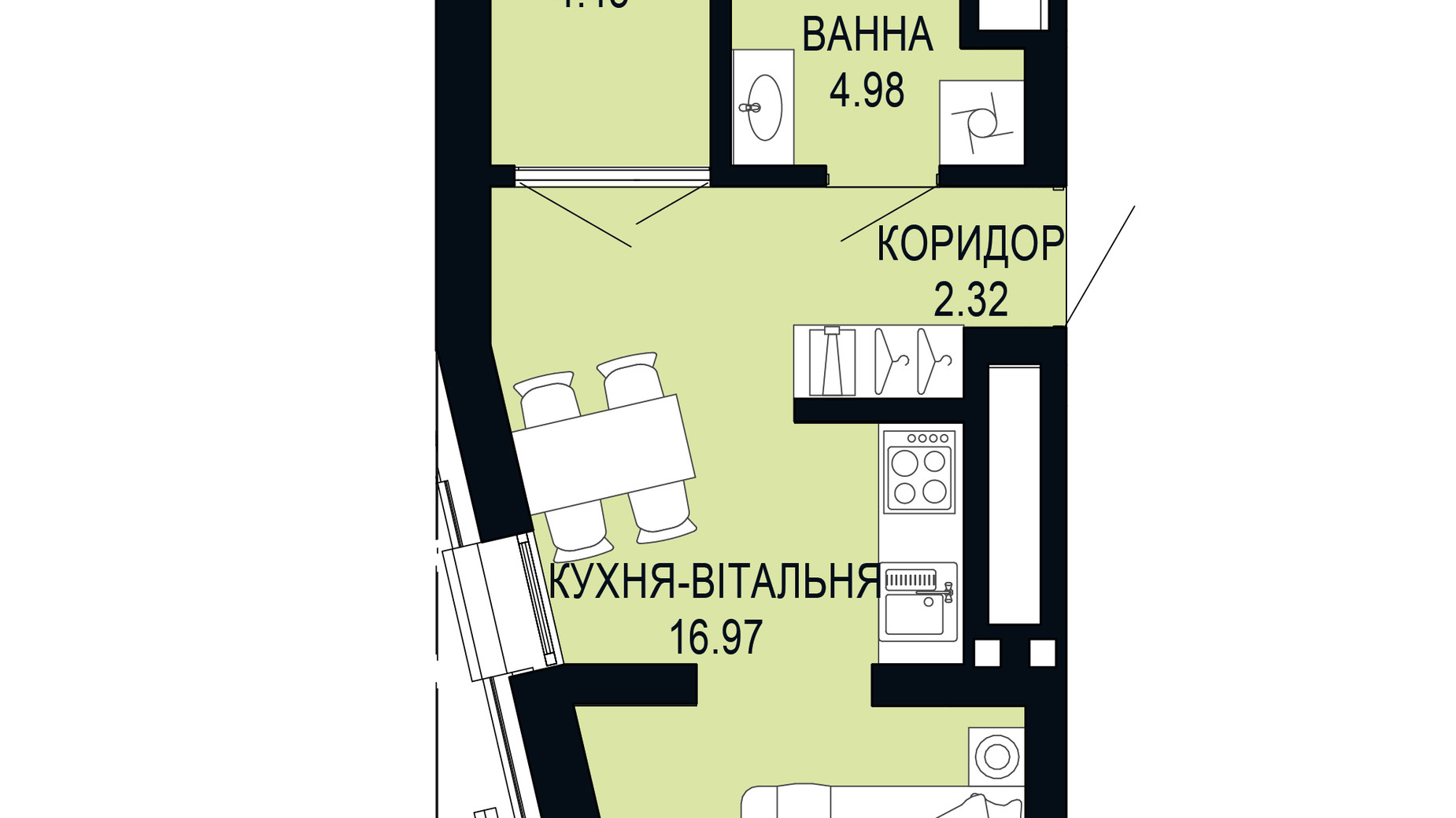 Планування смарт квартири в ЖК Viking Hills 28.7 м², фото 796385