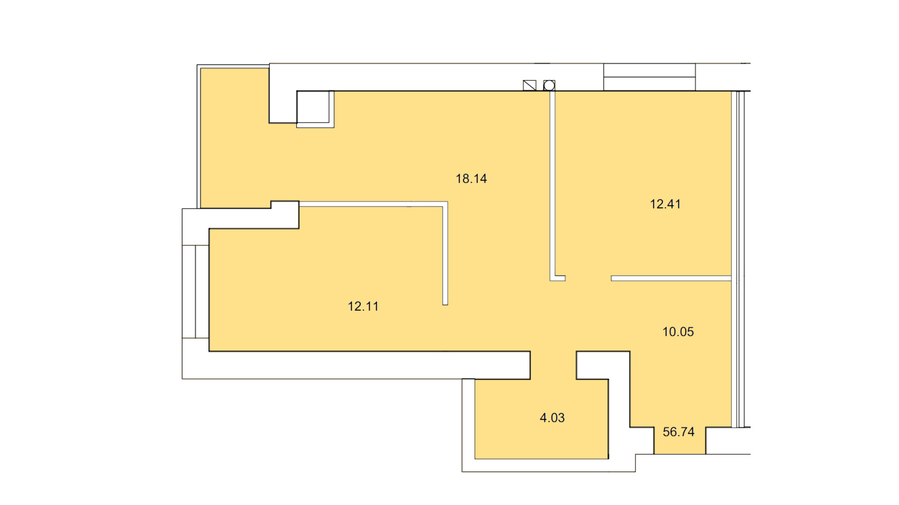 Планировка 2-комнатной квартиры в ЖК на Шептицкого 56.74 м², фото 797150