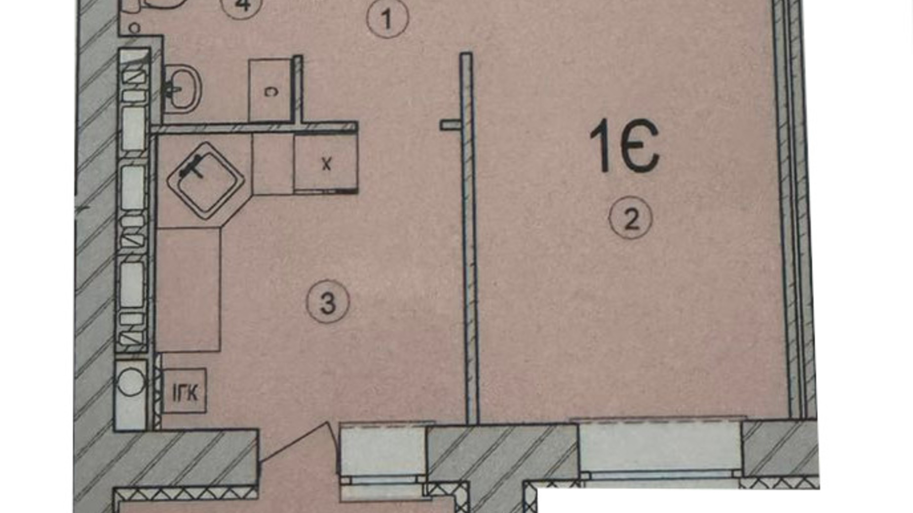 Планування 1-кімнатної квартири в ЖК Сади Вишневі 33 м², фото 797589