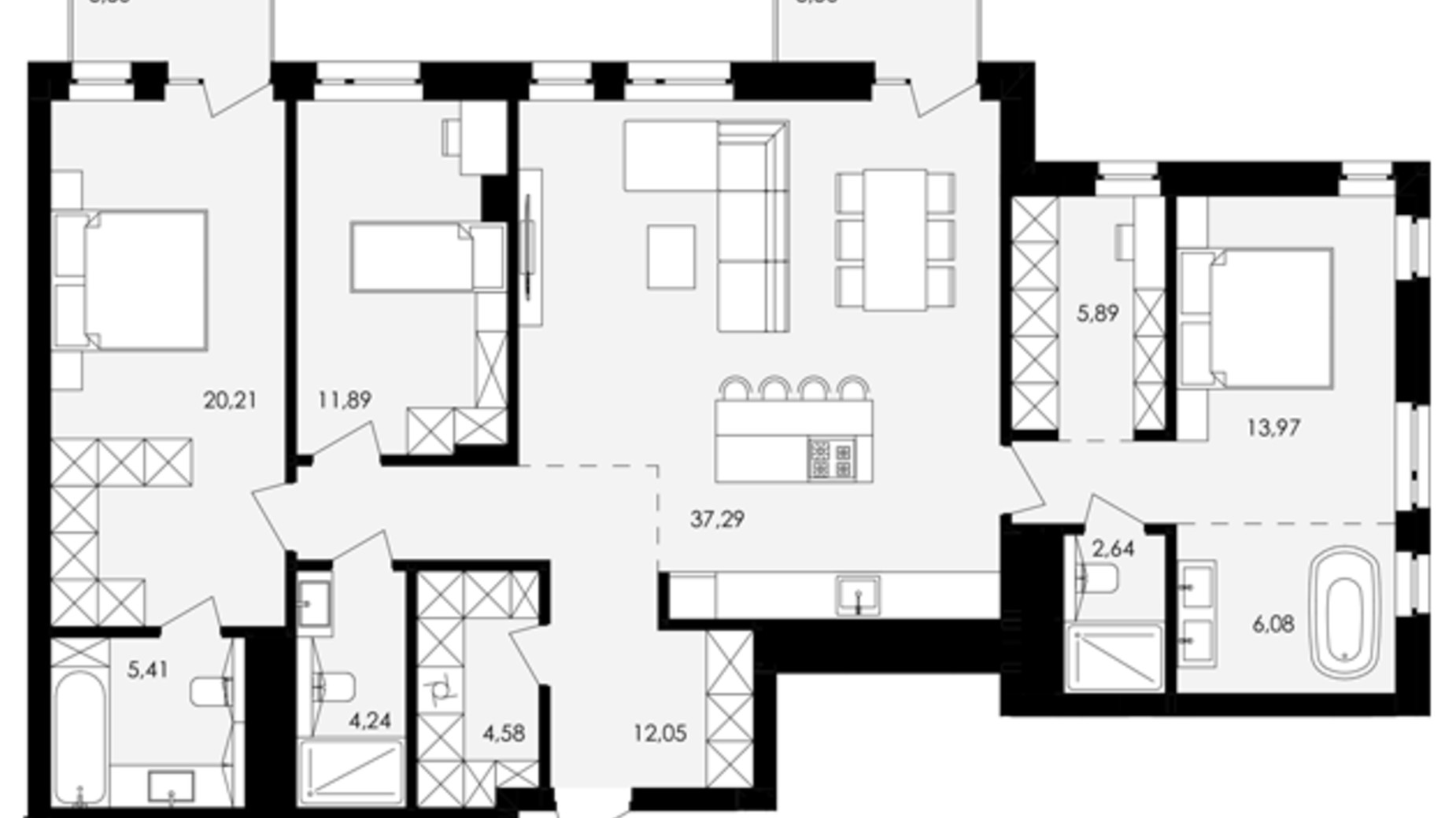 Планировка 3-комнатной квартиры в ЖК Avalon Yard 126 м², фото 800246