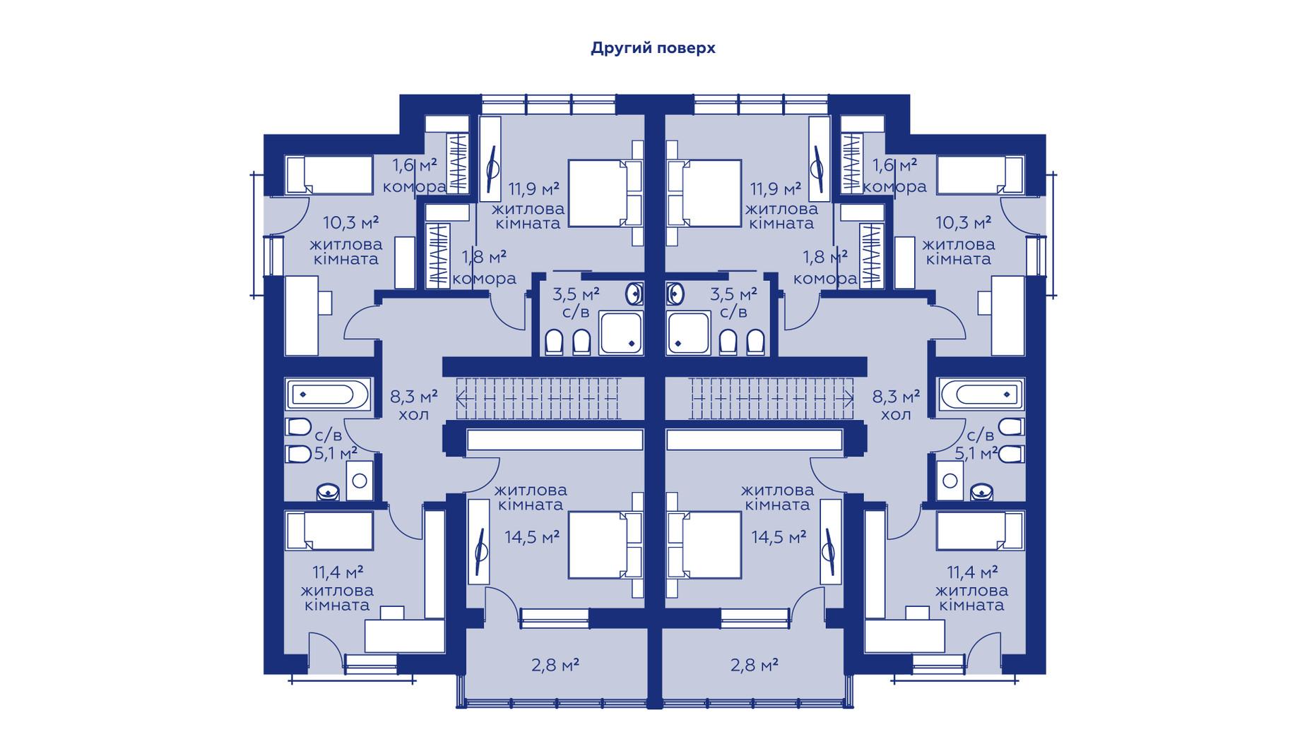 Планировка дуплекса в КГ City Villa Club 144.4 м², фото 801951