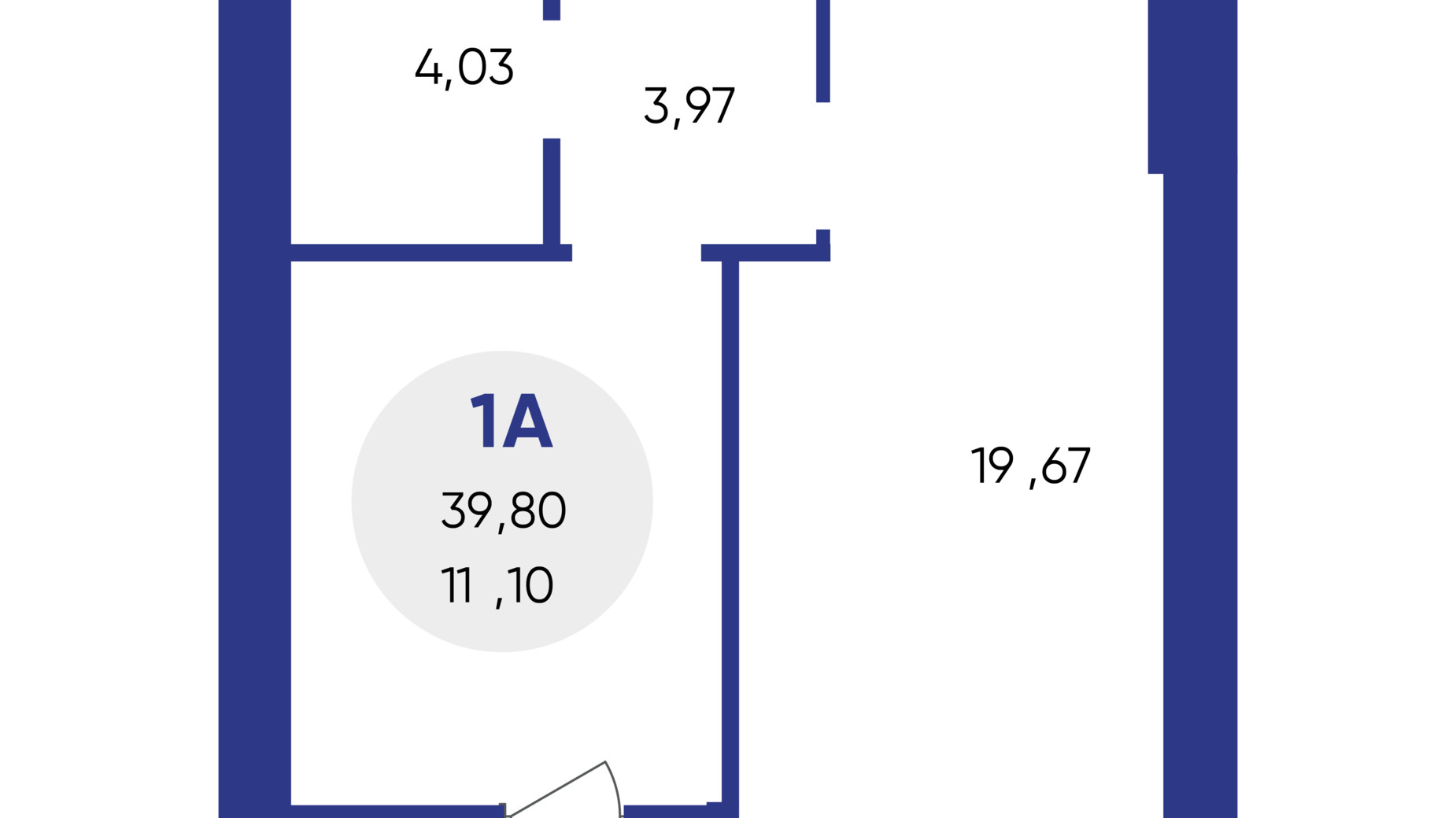 Планировка 1-комнатной квартиры в ЖК Атмосфера 40.36 м², фото 802125