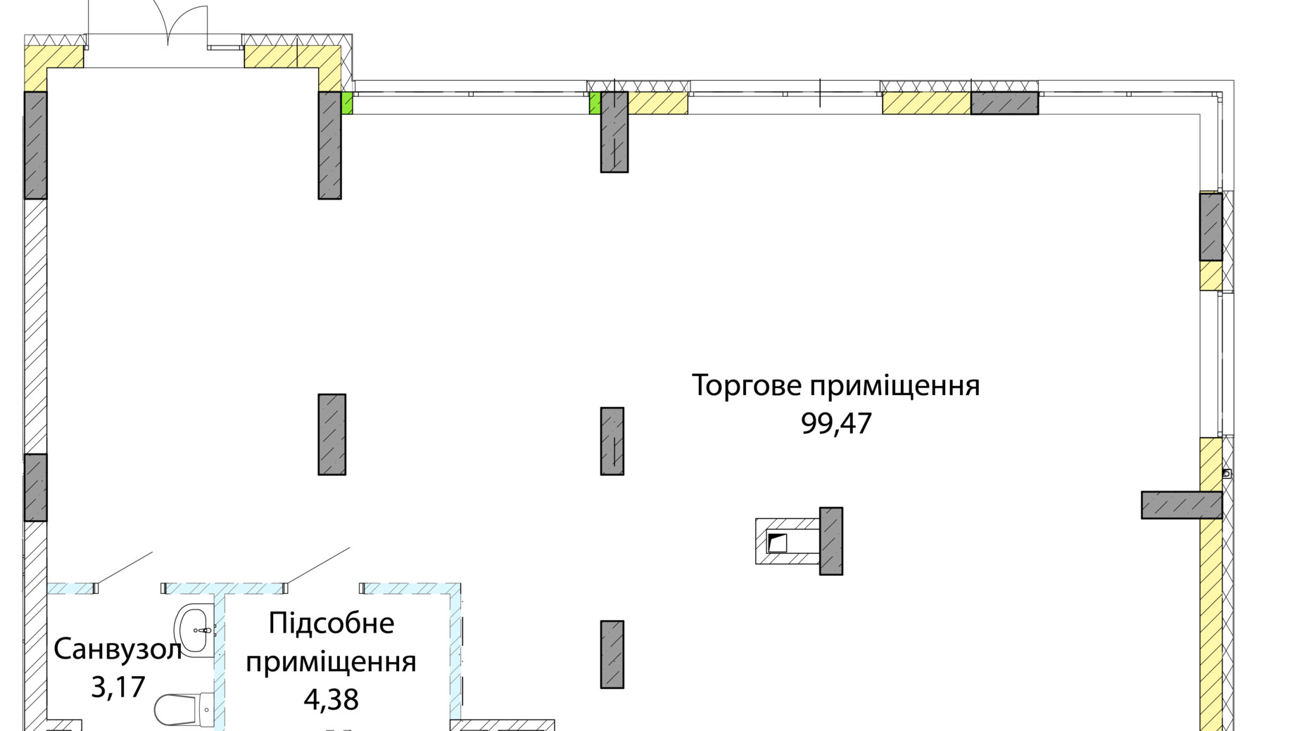 Планування торгової площі в ЖК Empatika 107.02 м², фото 805451