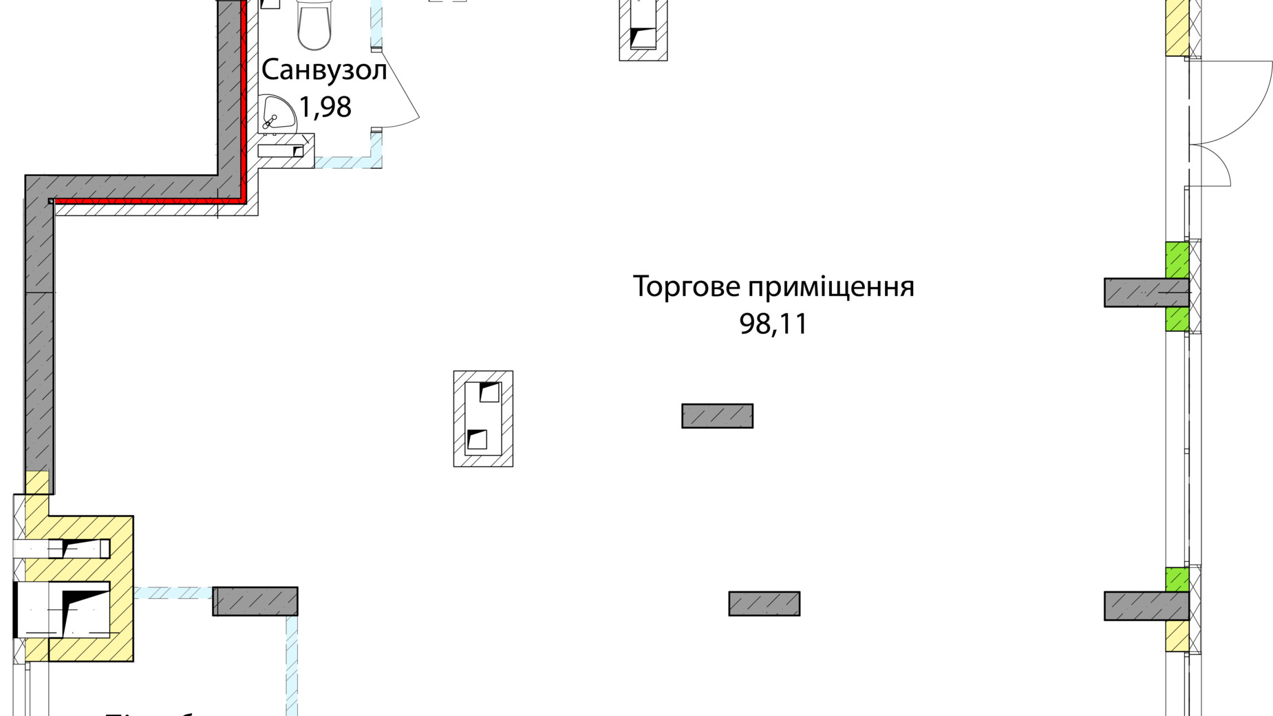 Планування торгової площі в ЖК Empatika 107.74 м², фото 805453