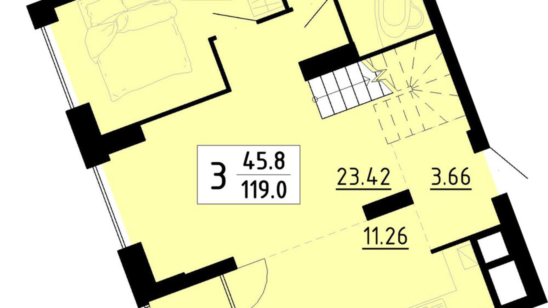 Планування багато­рівневої квартири в Квартал Енергія 119 м², фото 806965