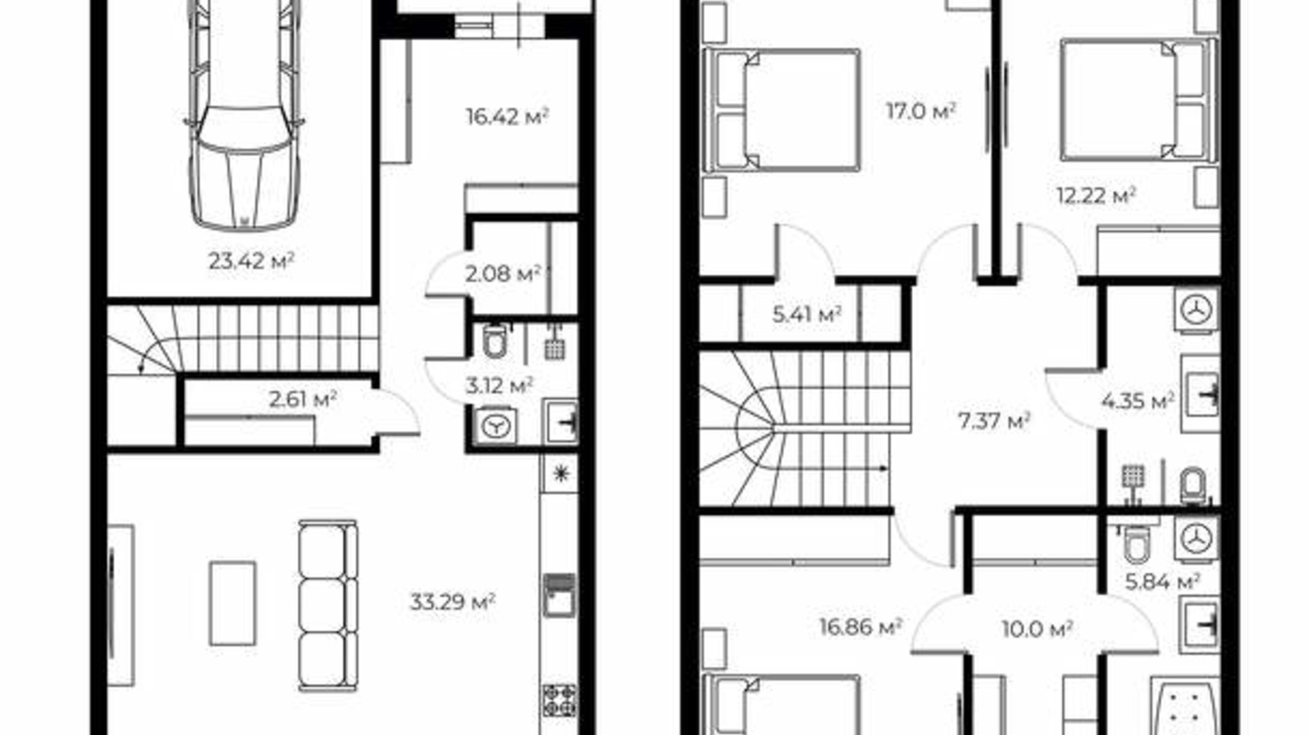 Планування таунхауса в Таунхаус Слов'янський 170.2 м², фото 809739