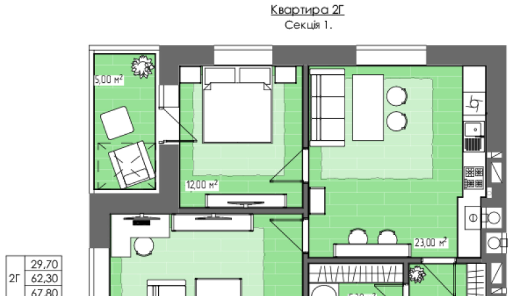 Планировка 2-комнатной квартиры в ЖК Perfect City 66.4 м², фото 811912